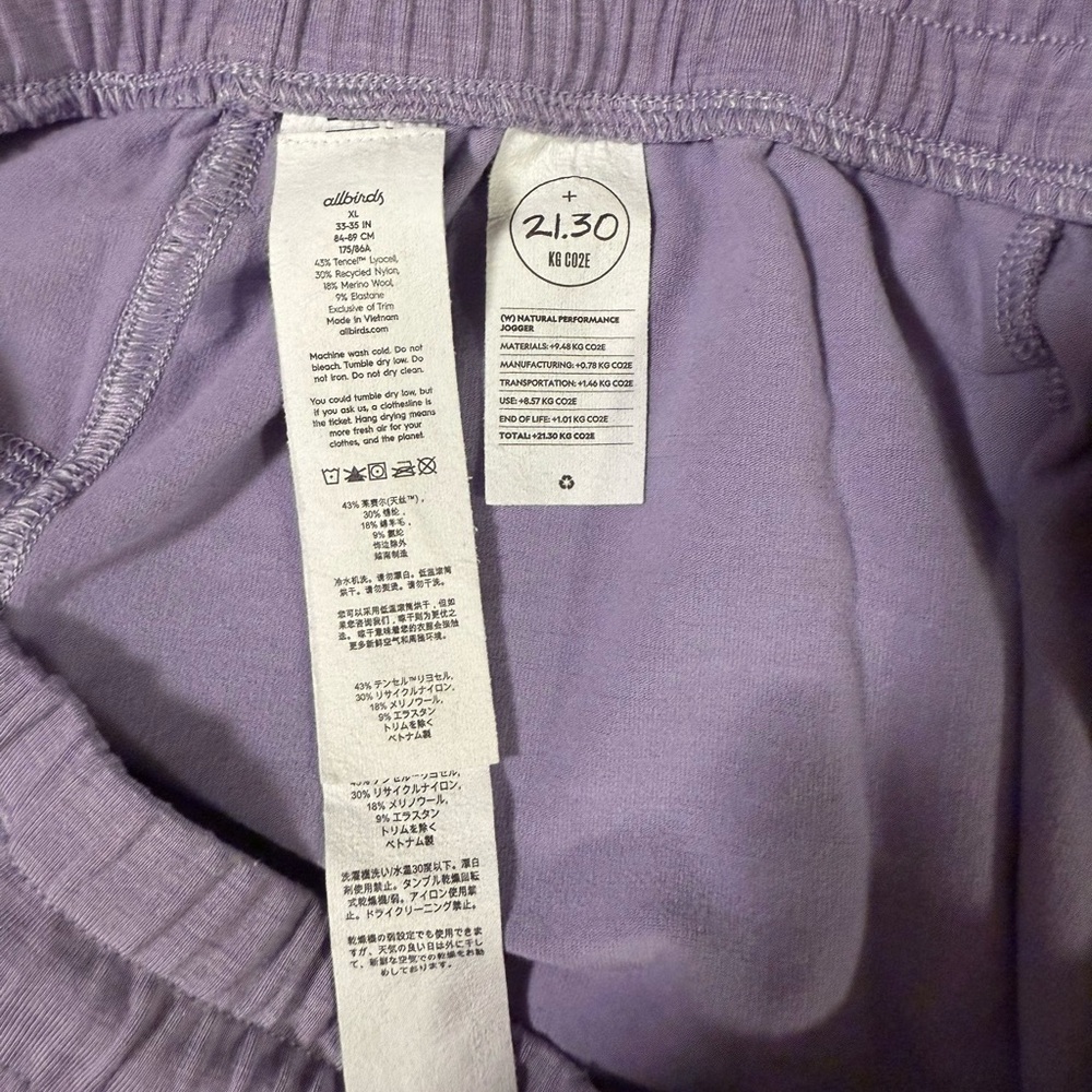 Allbirds Purple Merino Wool Blend 21.30 Natural Performance Jogger (Size XL) - Picture 6 of 6
